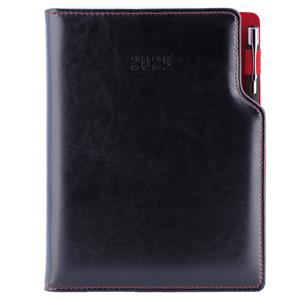 Diary GEP with ballpoint weekly A5 2025 Polish - black/red velvet