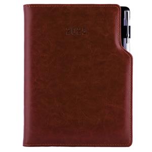 Diary GEP with ballpoint weekly A5 2025 Slovak - brown