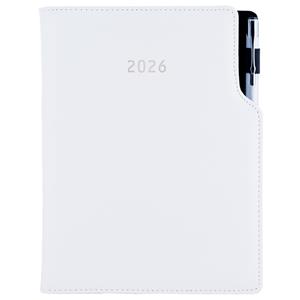 Diary GEP with ballpoint weekly A5 2026 Czech - white/white stiching