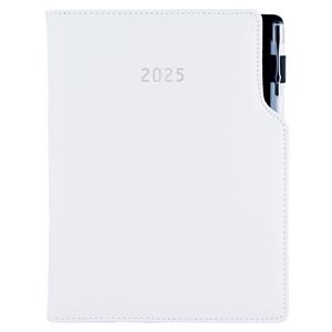 Diary GEP with ballpoint weekly B5 2025 Polish - white/white stiching
