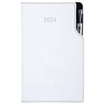 Diary GEP with ballpoint weekly pocket 2024 Slovak - white/black stiching