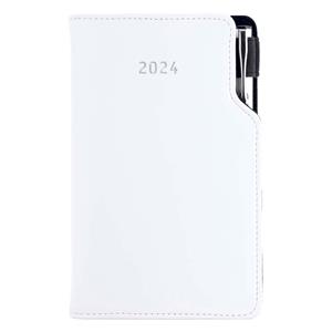 Diary GEP with ballpoint weekly pocket 2024 Slovak - white/white stiching