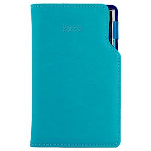 Diary GEP with ballpoint weekly pocket 2025 Slovak - turquoise/blue velvet