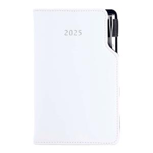 Diary GEP with ballpoint weekly pocket 2025 Slovak - white/white stiching