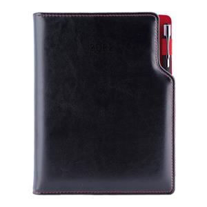 Diary GEP with ballpoint weekly special A5 2022 - black/black velvet