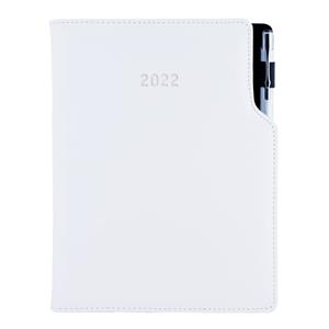 Diary GEP with ballpoint weekly special A5 2022 - white/white stiching