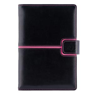 Diary MAGNETIC daily A5 2023 Czech - black/pink