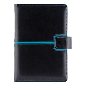 Diary MAGNETIC daily A5 2023 Czech - black/turquoise