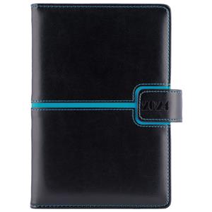 Diary MAGNETIC daily A5 2024 Czech - black/turquoise