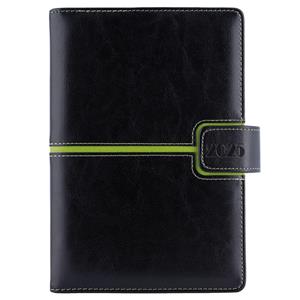 Diary MAGNETIC daily A5 2025 Polish - black/green