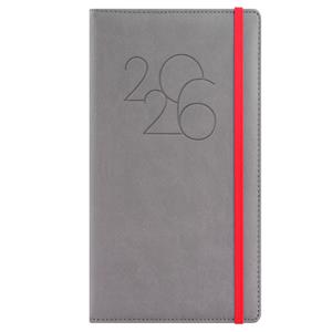 Diary POLY weekly pocket 2026 Czech - grey/red rubber band