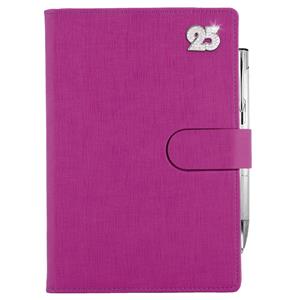 Diary SPLIT CRYSTAL daily A5 2025 Polish - fuchsia pink