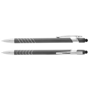 Fatin aluminum ballpoint pen with end touch element for writing on touch devices - gray