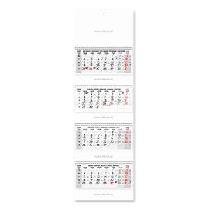 Fourmonths Wall Calendar Kvatro stacked Slovak with spiral 2024 - grey