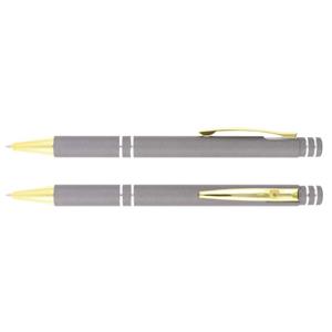 Luxury metal ballpoint pen Augustine with gold-plated parts and push mechanism - gray