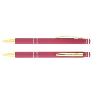 Luxury metal ballpoint pen Augustine with gold-plated parts and push mechanism - red