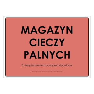 MAGAZYN CIECZY PALNYCH, płyta PVC 1 mm, 297x210 mm