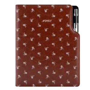 Note DESIGN B6 Squared - brown - white flower