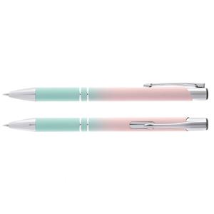 Ostran aluminum ballpoint pen with rubberized barrel - light green/beige