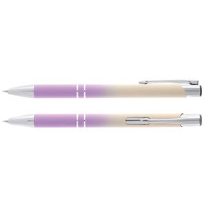 Ostran aluminum ballpoint pen with rubberized barrel - purple/light yellow