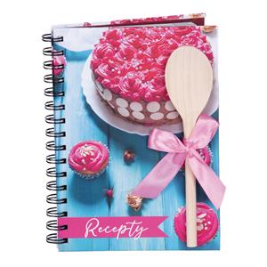 Recipe book with wooden spoon A5 spiral Cake
