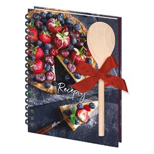 Recipe book with wooden spoon A5 spiral Cheesecake