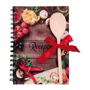 Recipe book with wooden spoon A5 spiral Fresh