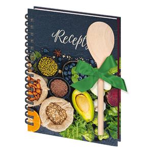 Recipe book with wooden spoon A5 spiral Various