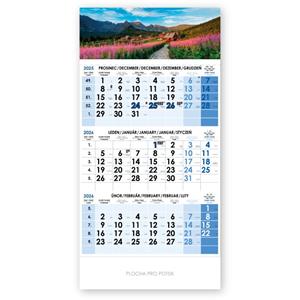 Threemonth Wall calendar Trio Czech 2026 Landscape - blue