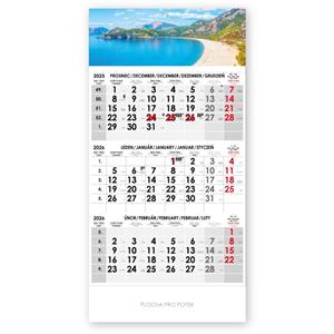 Threemonth Wall calendar Trio Czech 2026 Sea - gray