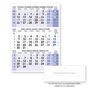 Threemonths Wall Calendar Trio Czech 2023 - blue