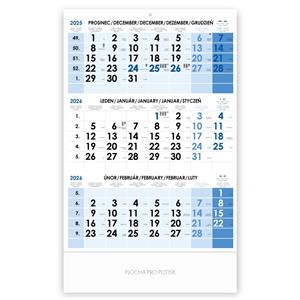 Threemonths Wall Calendar Trio Czech 2026 - blue