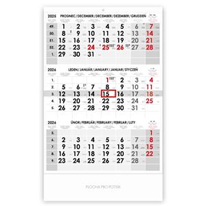 Threemonths Wall Calendar Trio Czech 2026 - grey