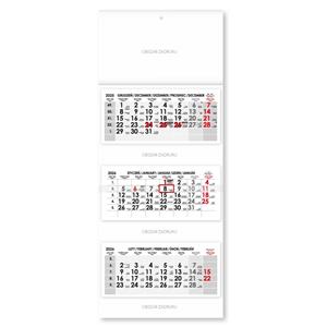Threemonths Wall Calendar Trio stacked Polisch 2026 - grey