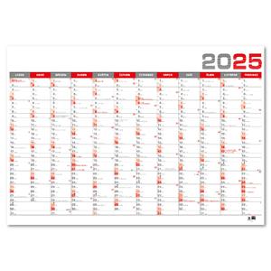 Wall Annual Calendar 2025 B1 - red