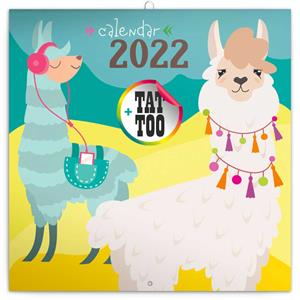 Wall Calendar 2022 Happy llamas with tattoos