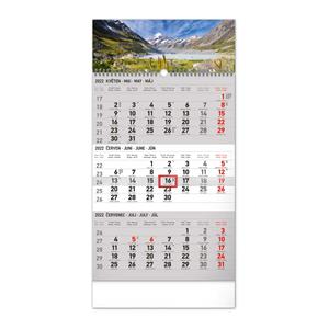Wall Calendar 2022 Landscape 3 months - grey CZ