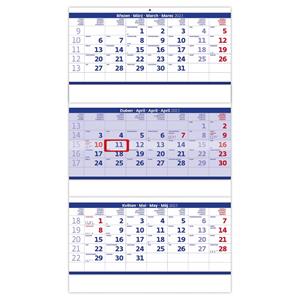 Wall Calendar 2023 - Threemonths stacked blue