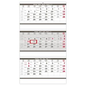 Wall Calendar 2023 - Threemonths stacked grey