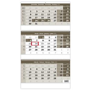 Wall Calendar 2025 - Threemonths Calendar grey Twin Wire