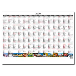 Wall calendar 2026 - Planning yearly map A1 with pictures