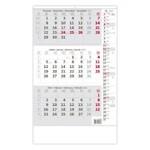 Wall Calendar 2026 - Three Months Gray with Notes
