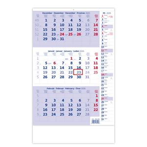 Wall Calendar 2026 - Threemonths Calendar blue with note