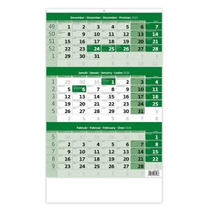 Wall Calendar 2026 - Threemonths Calendar green