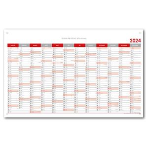 Wall planning map 2024 SK with eyelets for hanging - 63x100 cm - red