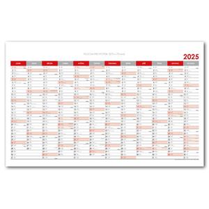 Wall planning map 2025 CZ - 100 x 63 cm - red