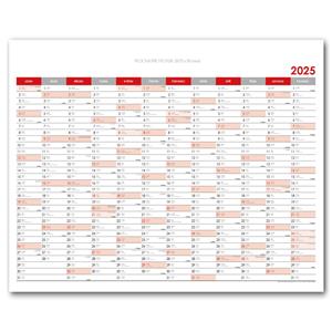 Wall planning map 2025 CZ - 100 x 80 cm - red