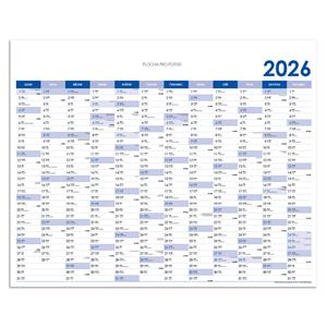 Wall planning map 2026 CZ - 124 x 100 cm - blue