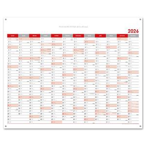Wall planning map 2026 CZ with eyelets for hanging - 100 x 80 cm - red