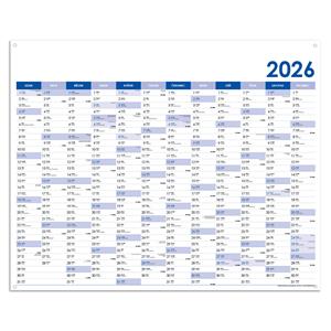 Wall planning map 2026 CZ with eyelets for hanging - 124 x 100 cm - blue